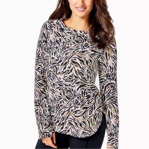 Lilly Pulitzer Luxletic Blythe Pullover Can You Zee Me Onyx print size medium